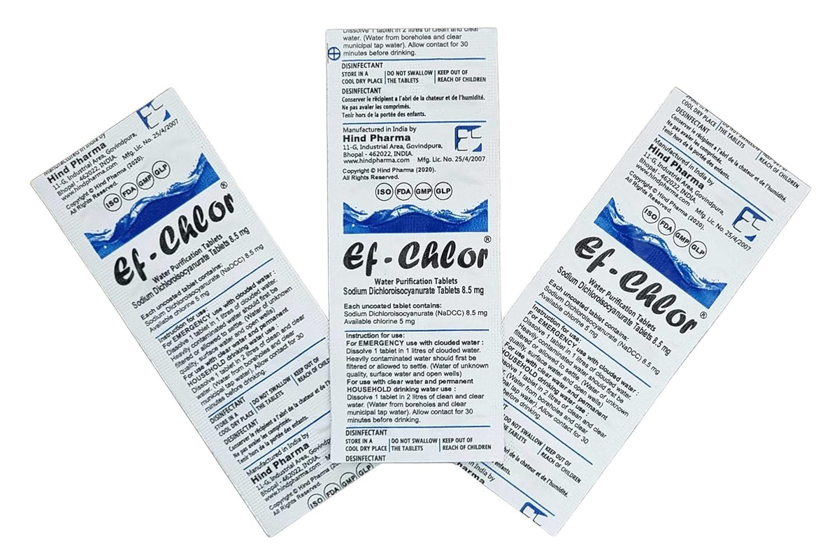 Ef-Chlor 8.5mg Water Purification Tablets - Pack of 100 | New Zealand