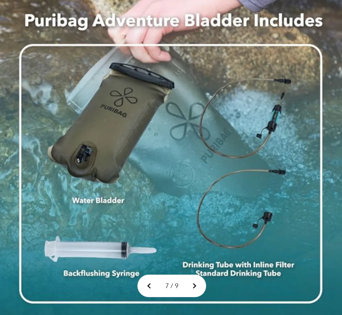 Puribag Adventure Bladder: 2 Litre Hydration Bladder with Filter