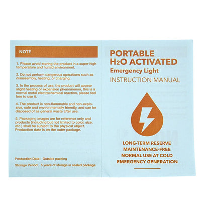 Portable H20 Activated Emergency Light - Long 5+ Year Shelf Life - Emergency LIghting NZ