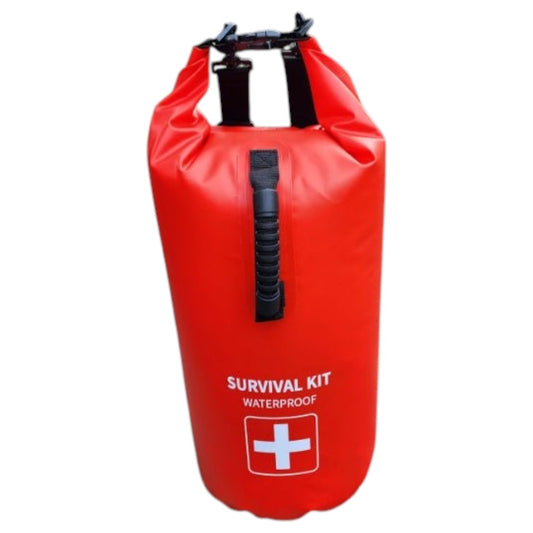 Waterproof Dry Bag  IPX6 Survival Kit Grab Bag  With Printing 25 Litres - Next72Hours - Picture of the Bag on a clear background with the Printed Details Visible 