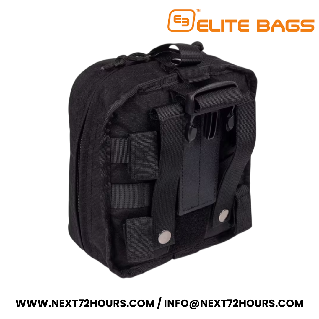 ELITE BAGS IFAK Individual First Aid Kit - Tactical Individual First Aid Kit for Hemostatic Emergencies - close up of the back of the kit 