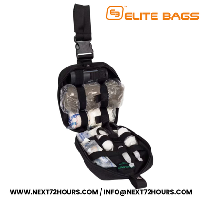 ELITE BAGS IFAK Individual First Aid Kit - Tactical Individual First Aid Kit for Hemostatic Emergencies - view of the kit filled with items 