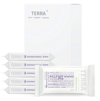 Terra Antibacterial Wipes Pkt 40 | 6 packs | Made in NZ