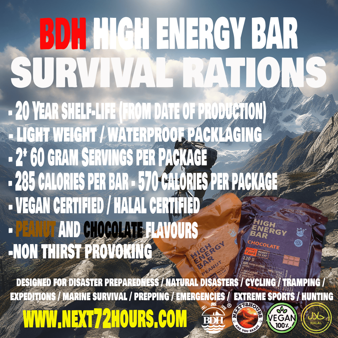 Survival Ration Emergency Food Survival Rations | 108 Packs | Peanut Flavour – Next72Hours
